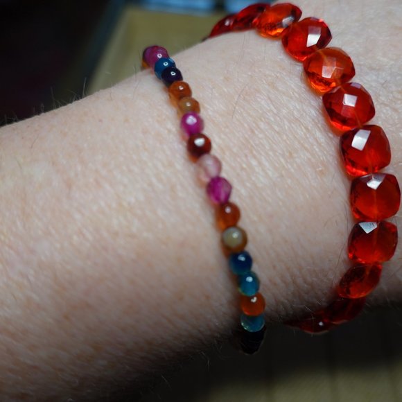 (NWT) Red Quartz Cushion Cut Briolette Bracelet - Picture 8 of 12